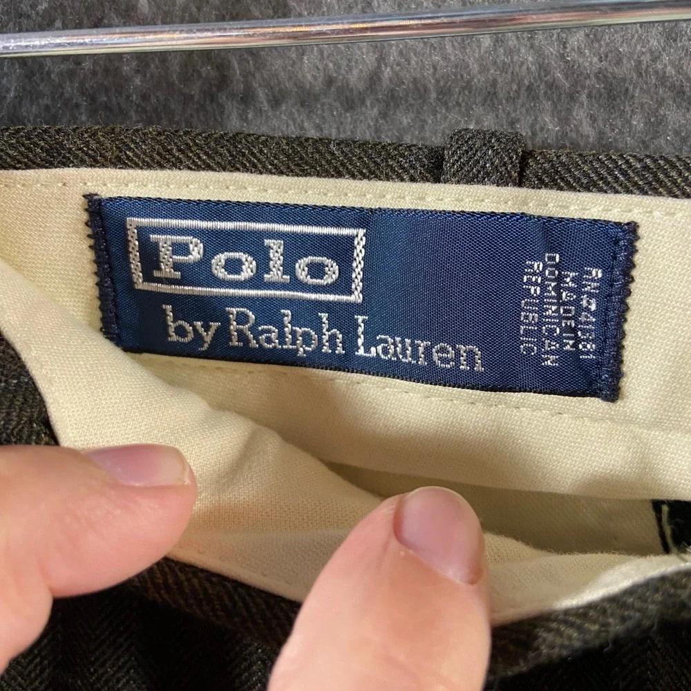 Polo Ralph Lauren Trousers Herringbone Brown Dress Pants 40/30 classic neutral